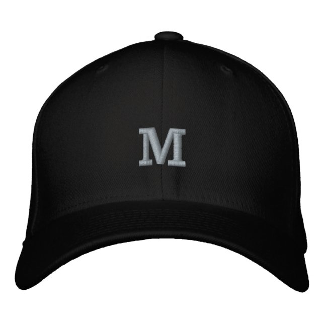 Monogram M Initialbokstav Flexfit Ull  Broderad Keps (Framsida)