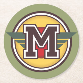 Monogram "M" initialt Underlägg Papper Rund