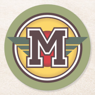 Monogram "M" initialt Underlägg Papper Rund