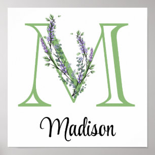 Monogram M Lavendel Eukalyptus barnrum Poster