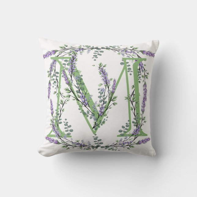 Monogram M Lavender Eucalyptus Kudde (Framsida)
