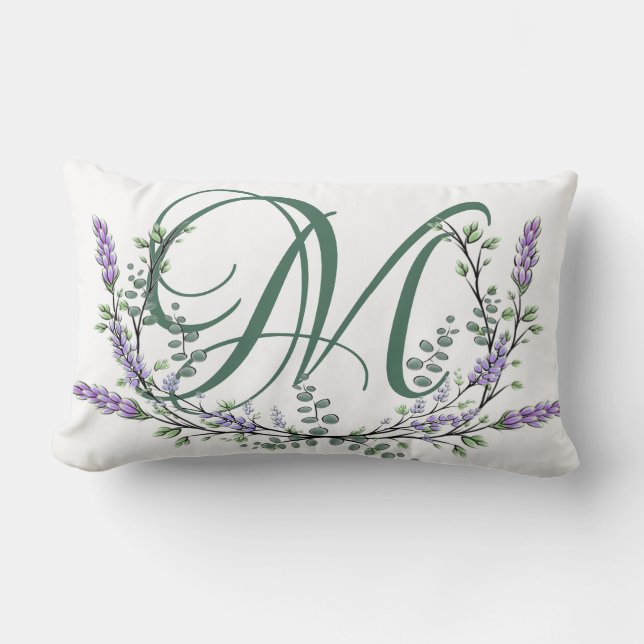 Monogram M Lavender Eucalyptus Lumbarkudde (Framsida)