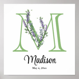 Monogram M Lavender Eucalyptus plantskolor Poster
