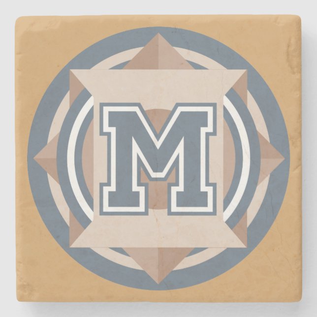 Monogram "M" märka med sina initialer Stenunderlägg (Framsidan)