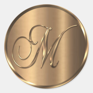 Monogram M NONMETALLIC Bronze Kuvert Seal Runt Klistermärke