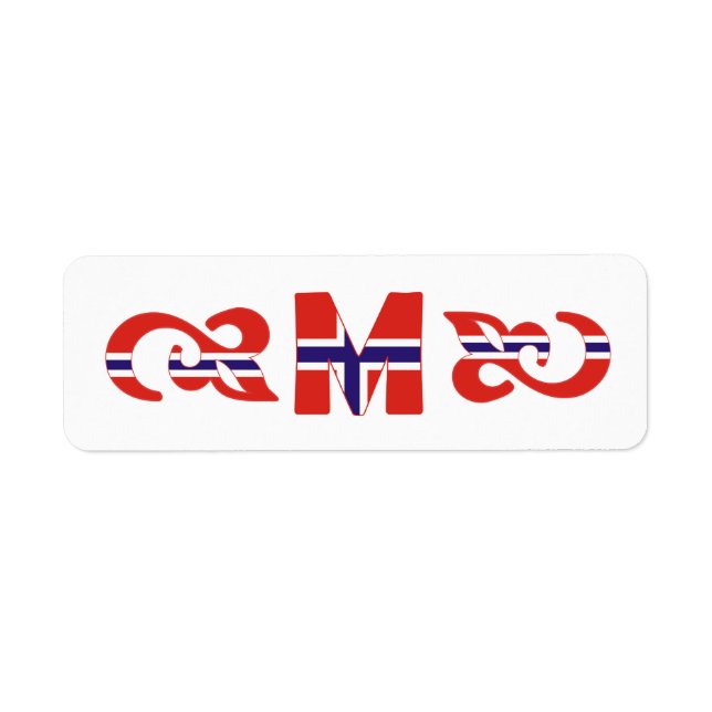 Monogram M Norskt Märke Returadress Etikett (Framsidan)