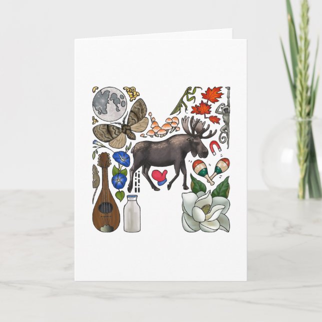 Monogram "M" noterar kortet Anteckningskort (Framsida)