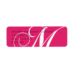 Monogram M-Returetiketters Rosa Returadress Etikett
