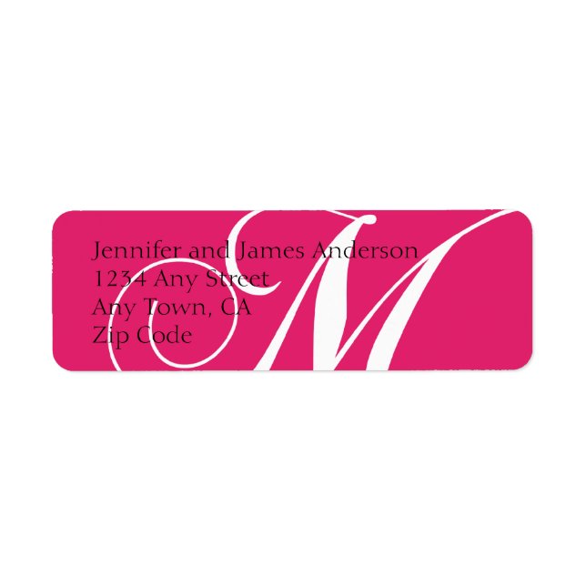 Monogram M-Returetiketters Rosa Returadress Etikett (Framsidan)