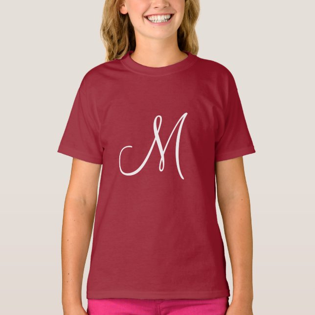 MONOGRAM M, Röd och Vit, T Shirt (Framsida)