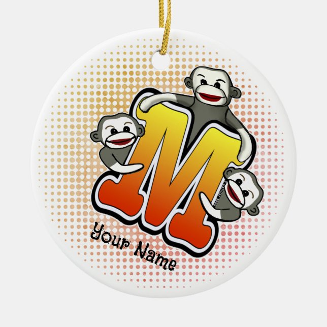 Monogram M Strumpapa  Julgransprydnad Keramik (Framsidan)
