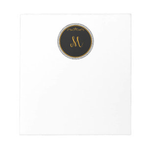 Monogram M, svart och guld. Anteckningsblock