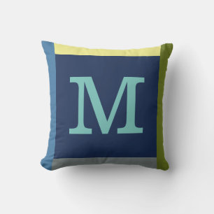 Monogram M utomhusdynor med färgad kant Kudde