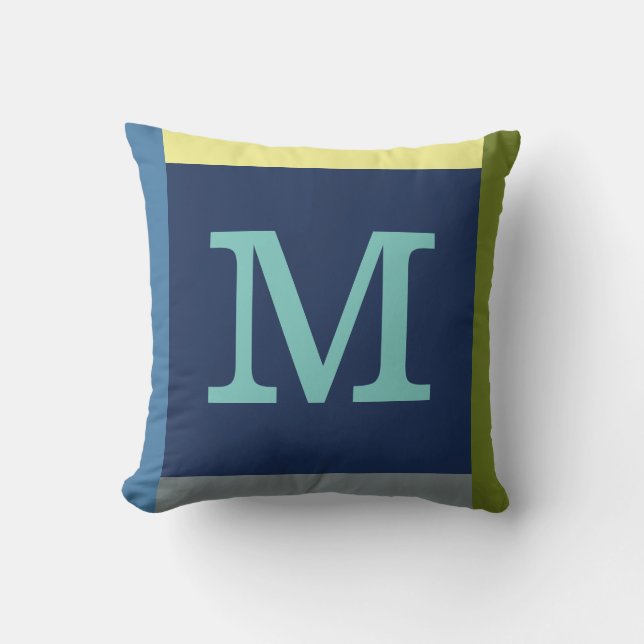 Monogram M utomhusdynor med färgad kant Kudde (Framsida)