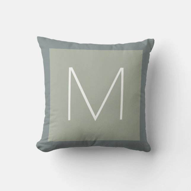 Monogram M utomhuskudde med grått gräns (Framsida)