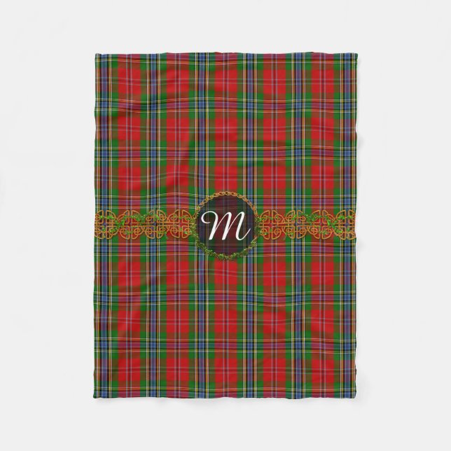 Monogram MacLean av den Duart tartanen Fleecefilt (Framsidan)
