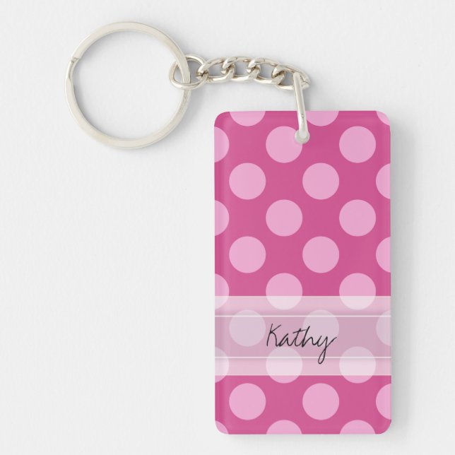Monogram Magenta Rosa Chic Polka Dot Mönster (Framsidan)