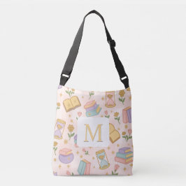 Monogram Magic Books Tote Bag Girly Pink Axelväska