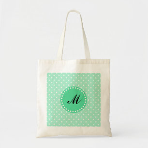 Monogram Magic Mint och White Polka Dot Tygkasse