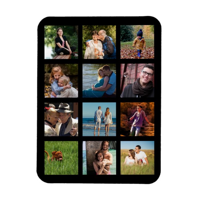 Monogram Magnet för Loving Family Photo Collage Bu (Vertikal)