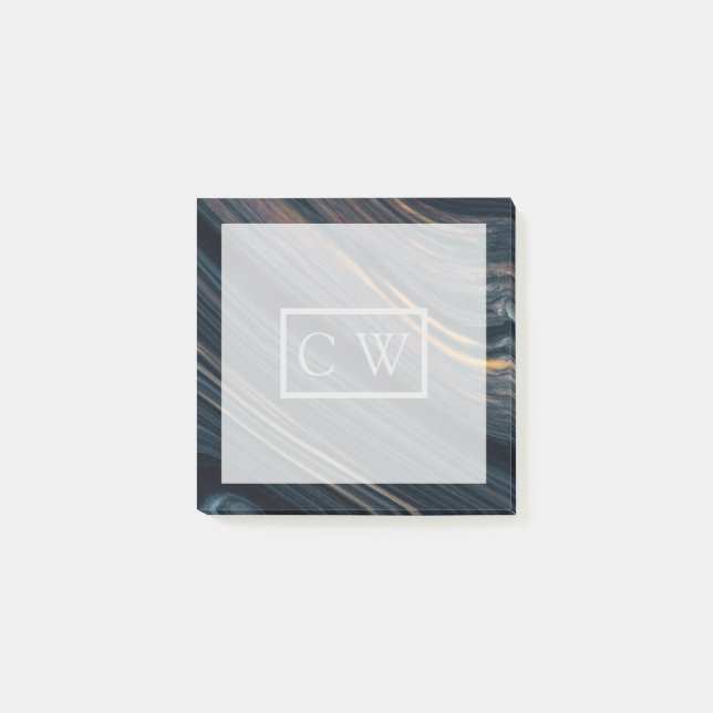 Monogram| Mahogany Goldsheen Obsidian Post-it Block (Framsida)