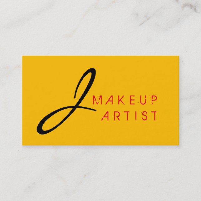Monogram Makeup Artist Amber Background Visitkort (Framsida)