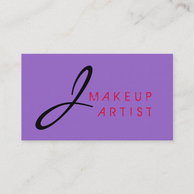 Monogram Makeup Artist Amethyst Background Visitkort (Framsida)