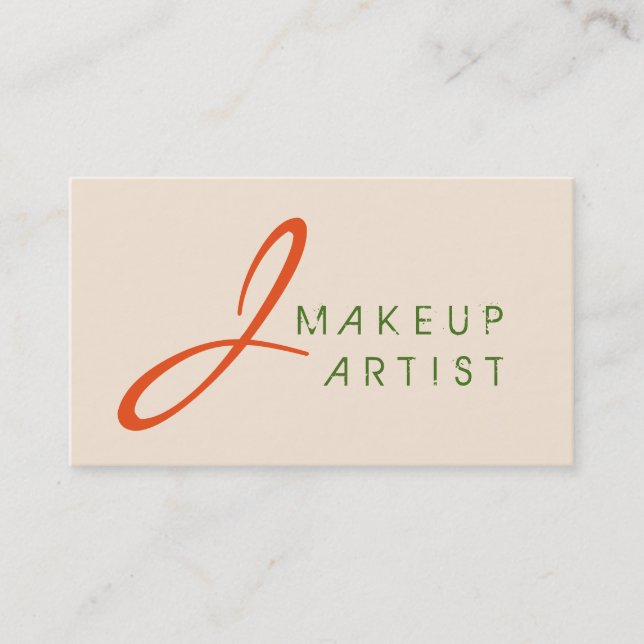 Monogram Makeup Artist Antique white Background #2 Visitkort (Framsida)