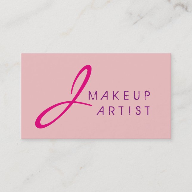 Monogram Makeup Artist Baby rosa Background Visitkort (Framsida)