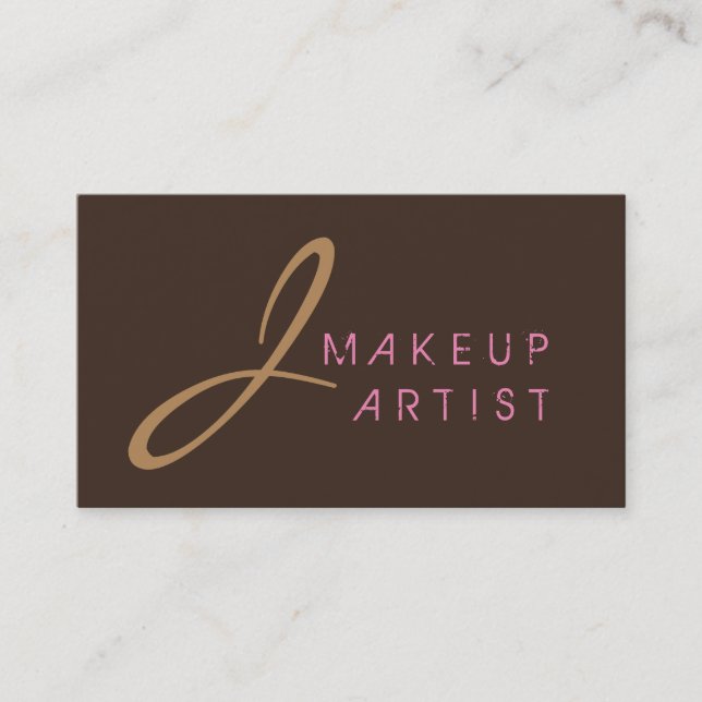 Monogram Makeup Artist Bistre Background Visitkort (Framsida)