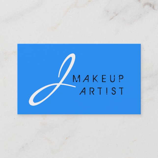 Monogram Makeup Artist blue Background Visitkort (Framsida)