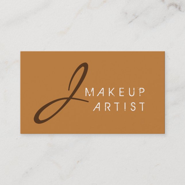 Monogram Makeup Artist Bronze-bakgrund Visitkort (Framsida)