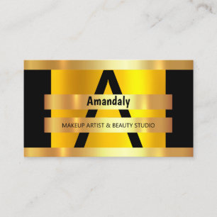 Monogram Makeup Artist Hair Salon Black Guld VIP Visitkort