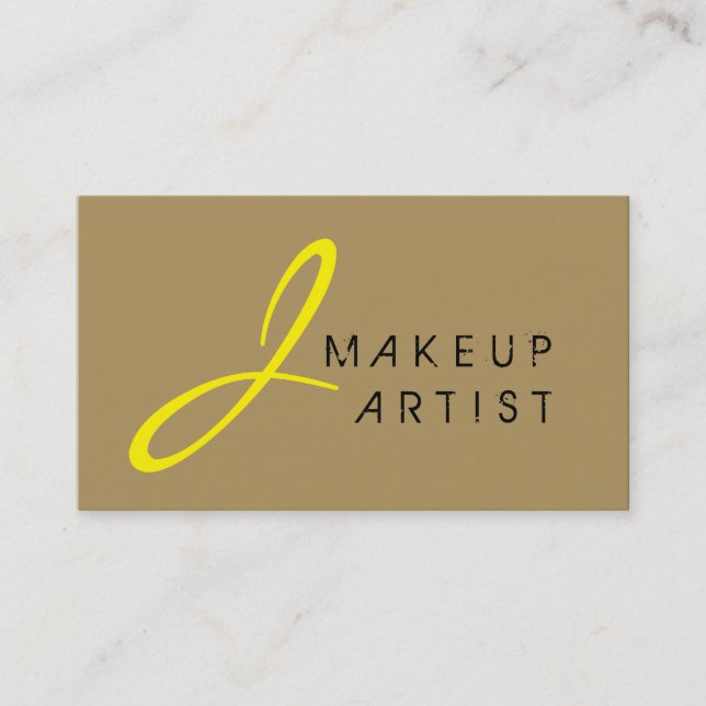 Monogram Makeup Artist Tan Background Visitkort (Framsida)