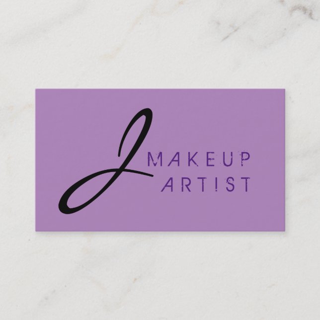 Monogram Makeup Artist Violet Background #2 Visitkort (Framsida)