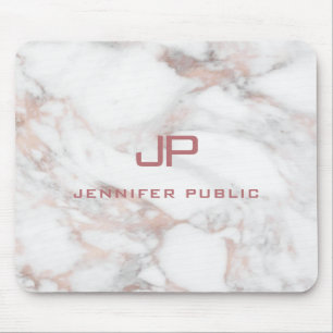 Monogram-mall Elegant Ro Guld Vitmarble Musmatta