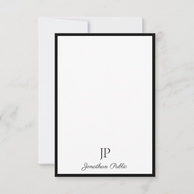 Monogram-mall för Elegant i calligrafi-skript Anteckningskort (Framsida)