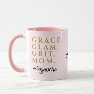Monogram mamma citat inspirerande pastell rosa gul mugg