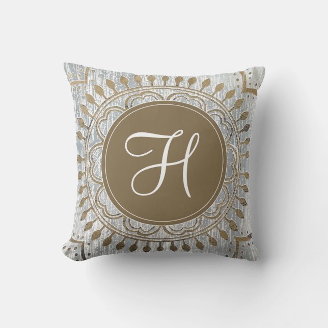 Monogram | Mandala Guld Design Kudde (Framsida)