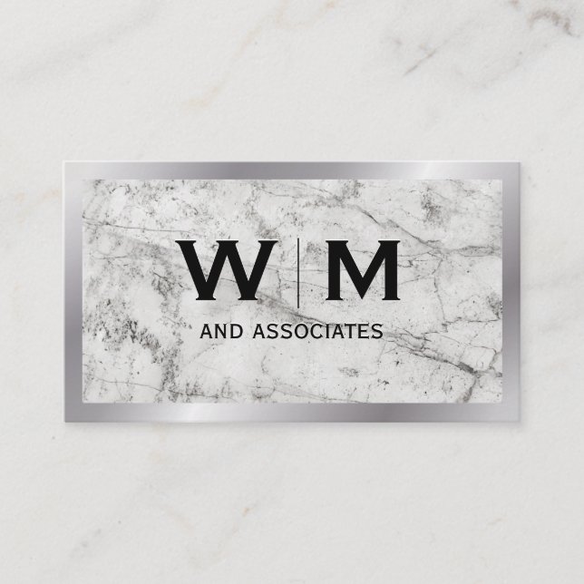 Monogram | Marble | Metall Visitkort (Framsida)