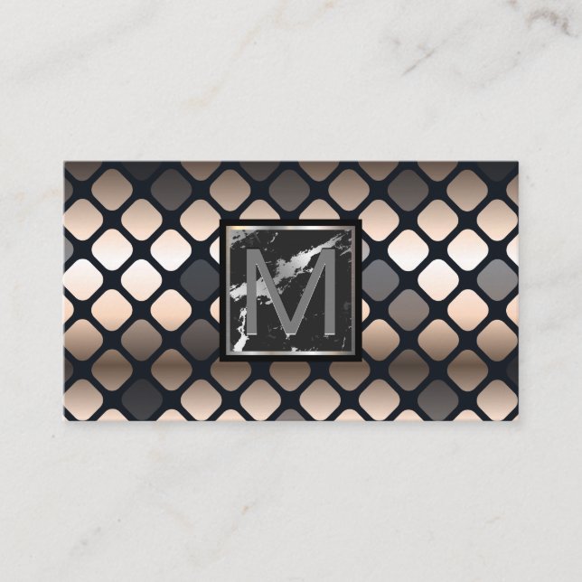 Monogram | Marble | Metalliska Mönster Visitkort (Framsida)