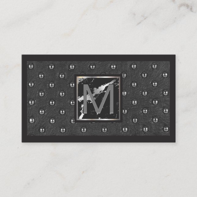 Monogram | Marble Upholsted Background Visitkort (Framsida)