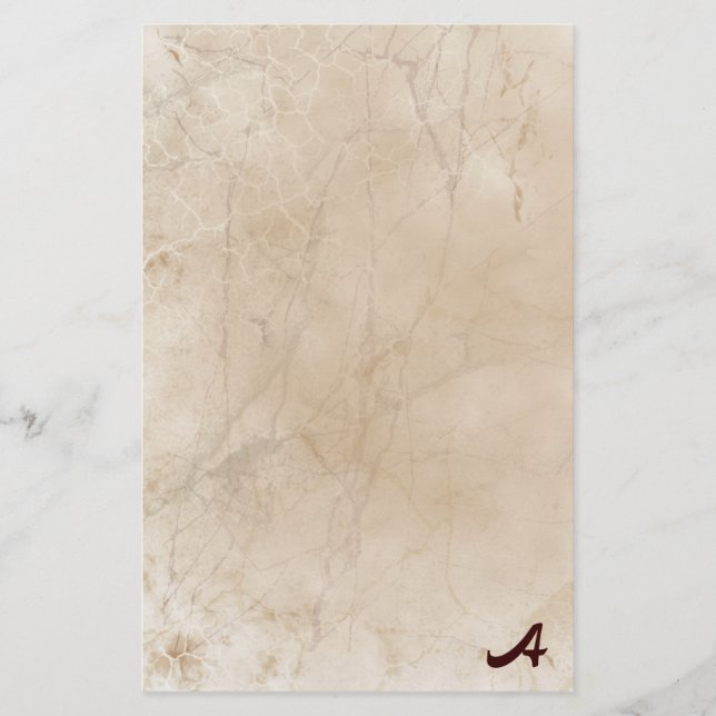 Monogram marble Vintage Stationery Brevpapper (Framsida)