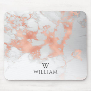 Monogram Marble Vit ros Guld Elegant Modern Musmatta