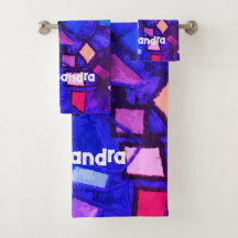 Monogram marin blå rosa, färgstark abstrakt