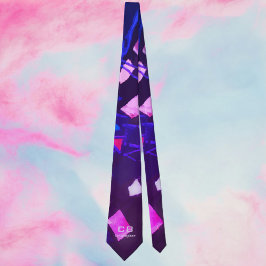 Monogram marin blåindigo lila rosa abstrakt slips