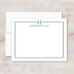 Monogram Marinblå Elegant Familje Brevpapper Anteckningskort<br><div class="desc">Denna design har en tunn dubbel ram med utrymme för ett monogram och namn/text högst upp. Klicka på knappen för anpassning om du vill justera designelementen och/eller ytterligare ändra texten! Variationer av denna design, ytterligare färger samt kompletterande produkter finns tillgängliga i vår butik, zazzle.com/store/doodlelulu. Kontakta oss om du vill ha...</div>