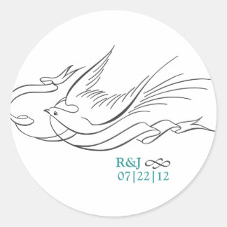 Monogram-märke av elegant Type Bröllop Runt Klistermärke
