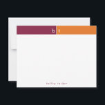 Monogram Maroon Orange Band Personal Stationery Anteckningskort<br><div class="desc">Denna enkla och moderna utformning har ett 2-färg-band med 2 initialer och namn/text vid grund. Klicka på knappen Anpassa om du vill justera inslagen och/eller ändra texten ytterligare! Det finns variationer i denna utformning, ytterligare färg och samordnade produkter i vår butik, zazzle.com/store/doodlelulu. Kontakta oss om du behöver den här designen...</div>