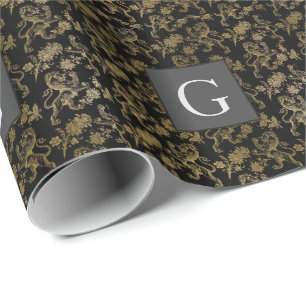 Monogram Marskalkar Best Man Black Guld Lejon Dama Presentpapper